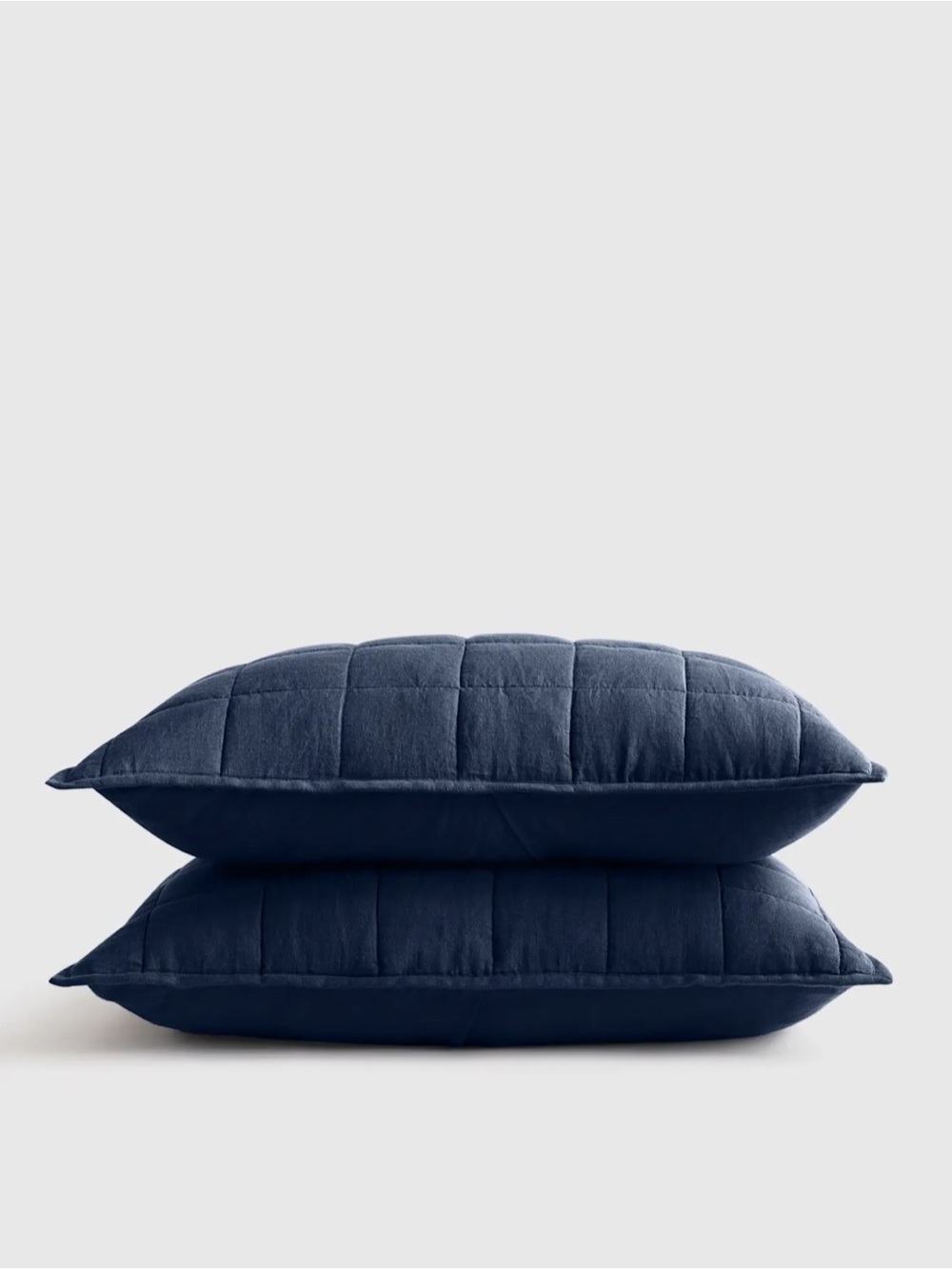 Quince European Linen Box Quilted Sham Set #158 - Navy size KING